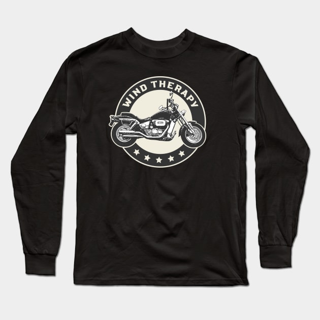 Wind Therapy Motorcycle Long Sleeve T-Shirt by Dingo Graphics